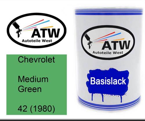 Chevrolet, Medium Green, 42 (1980): 500ml Lackdose, von ATW Autoteile West.